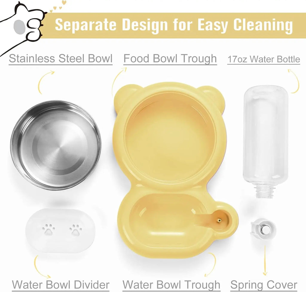 Two-in-One Cat & Dog Bowl 2L Plastic Steel Pet Food & Water Bowl, Suitable for Water/Food/Rice