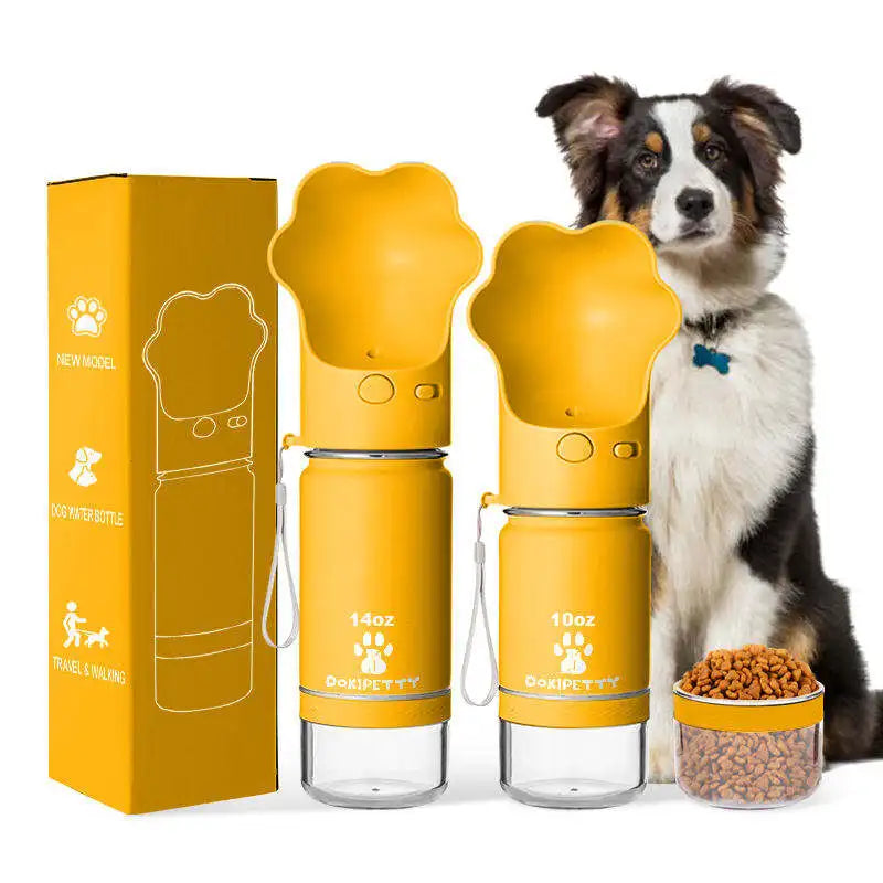 2-in-1 stainless steel dog food box and eco-friendly water bottle, leak proof lock, lightweight