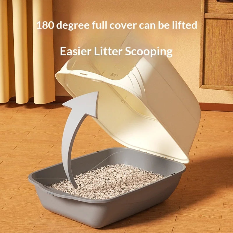 ully enclosed cat litter box, oversized PP anti odor and splash proof