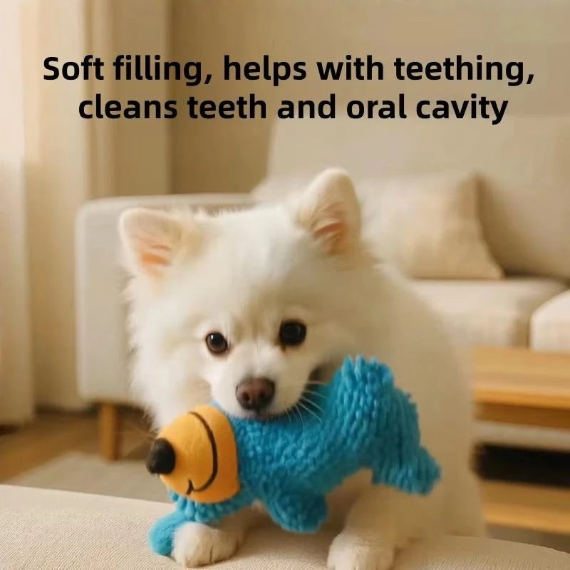 Plush cartoon interactive teeth cleaning and grinding toy