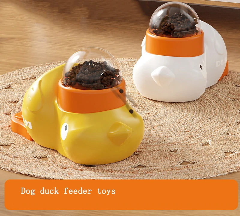 Plastic duck food feeder washable cat dog puzzle toy