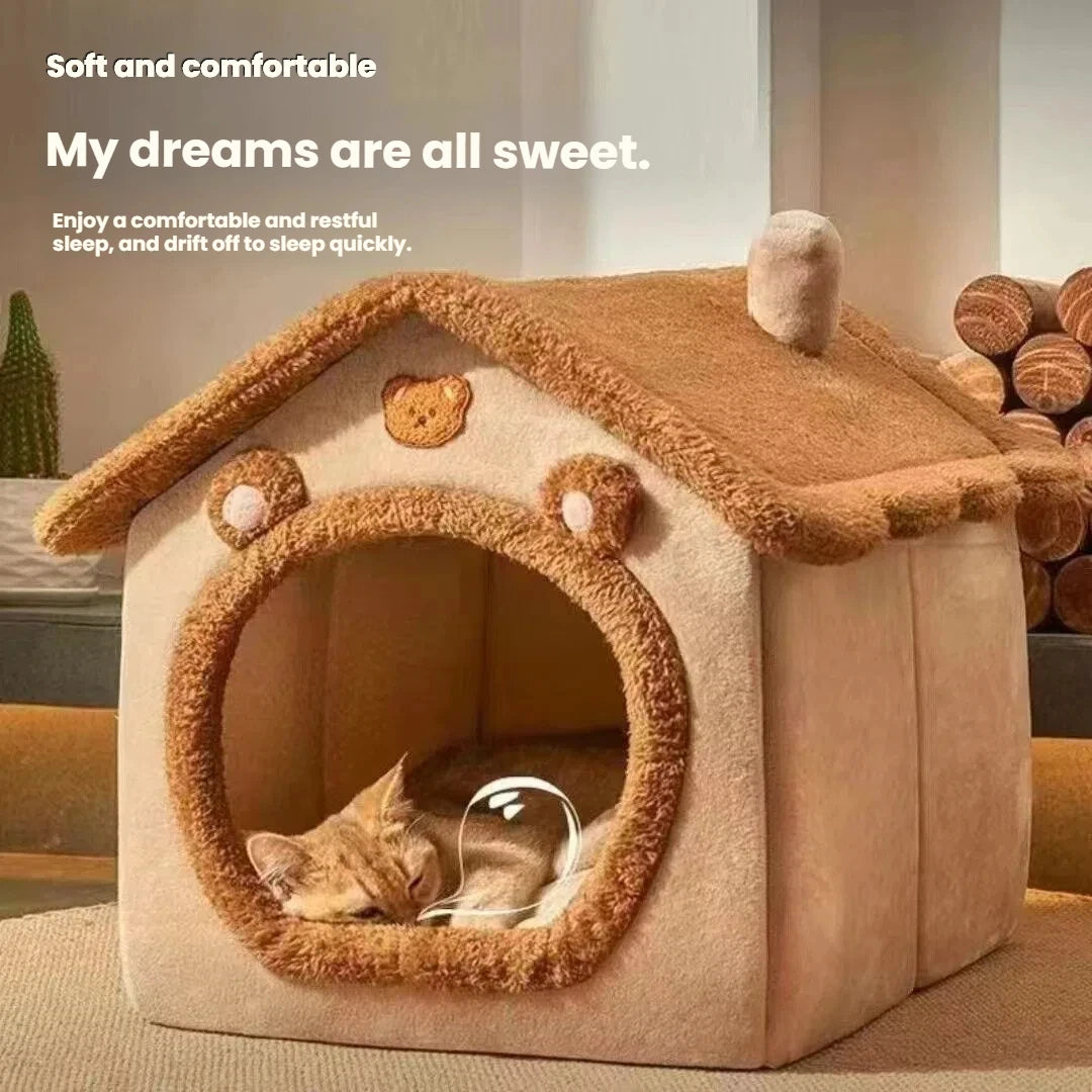 2-in-1 foldable modern solid pet house sofa cat hole bed, suitable for small/medium-sized cats and puppies, indoor warm dog house, washable, detachable