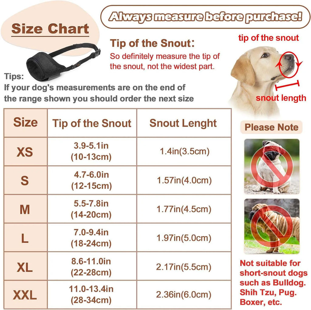 Universal breathable nylon dog mouth cover, anti chewing, anti bite, anti bark