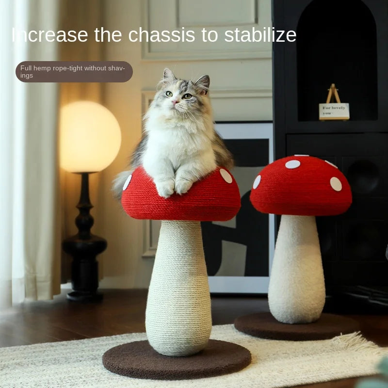 Full sisal red mushroom shaped cat scratch board