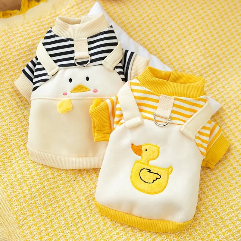 Cartoon Duck Striped Pet Hoodie Autumn/Winter Thin Edition Dog/Cat Clothes