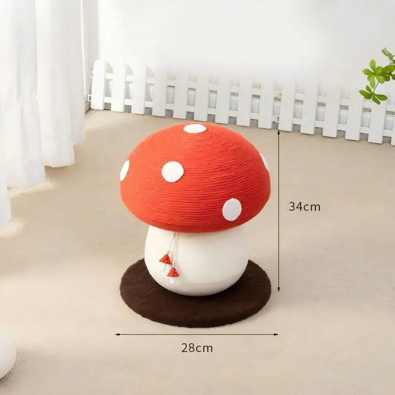 Full sisal red mushroom shaped cat scratch board