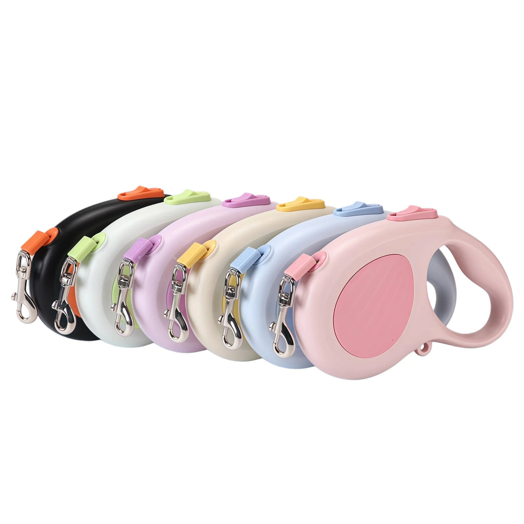 Durable ABS retractable dog leash, one click locking design, retractable traction rope