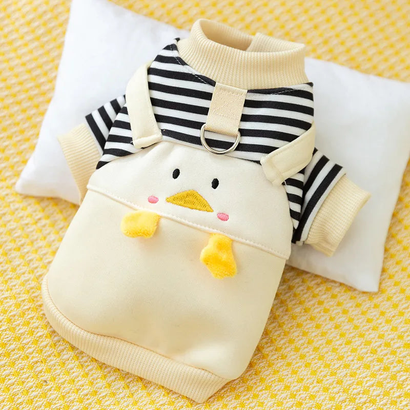 Cartoon Duck Striped Pet Hoodie Autumn/Winter Thin Edition Dog/Cat Clothes