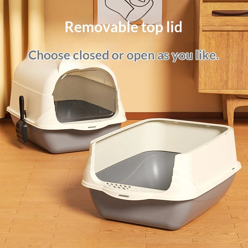 ully enclosed cat litter box, oversized PP anti odor and splash proof