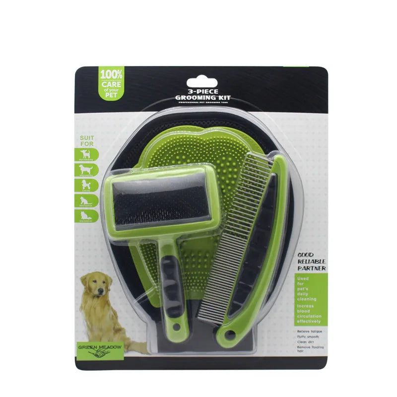 Pet grooming set, dog and cat grooming brush, comb, gloves, bath and cleaning tools