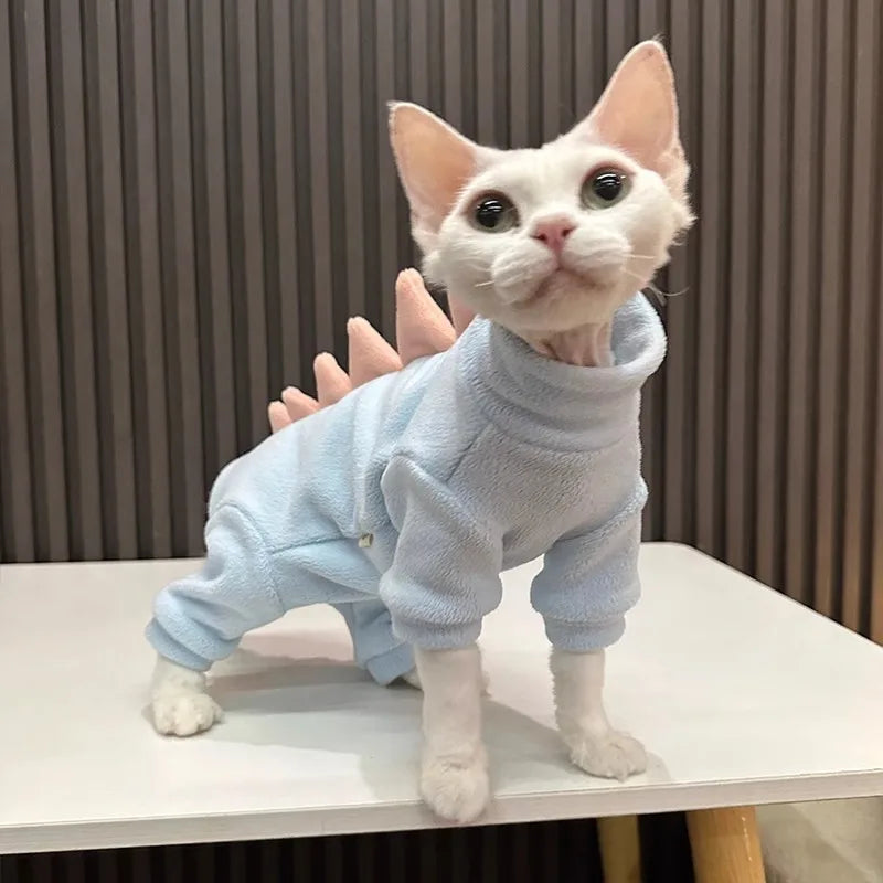 德国四足休闲夹克小号无毛猫恐龙造型粒面绒毛绒毛衣护腹实心抓绒宠物衣服