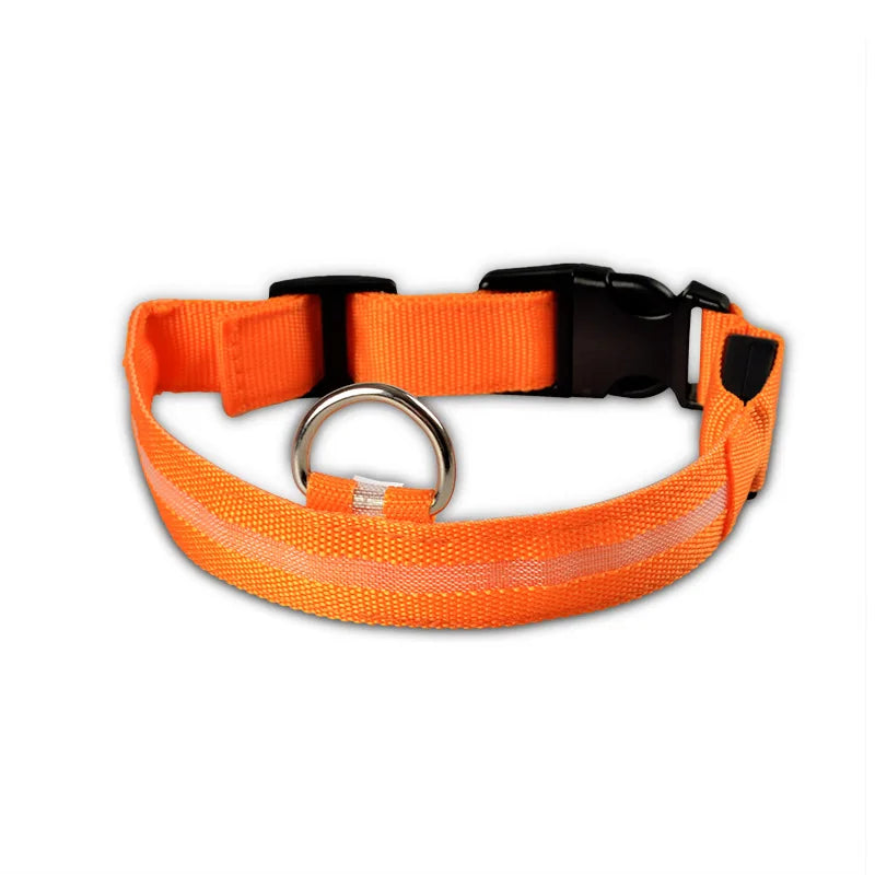 Adjustable LED dog collar flash strap with rechargeable reflective pet neck strap, suitable for safe walking at night