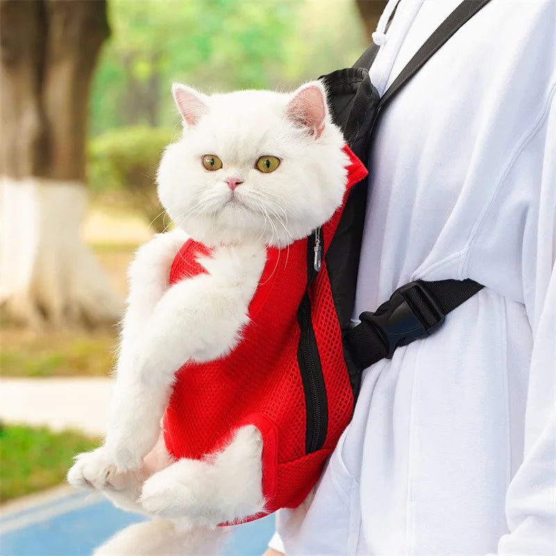 Breathable mesh pet backpack, foldable outdoor travel dog backpack
