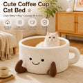 Cat bed tea cup shaped plush scratch pad hand woven comfortable sleeping nest