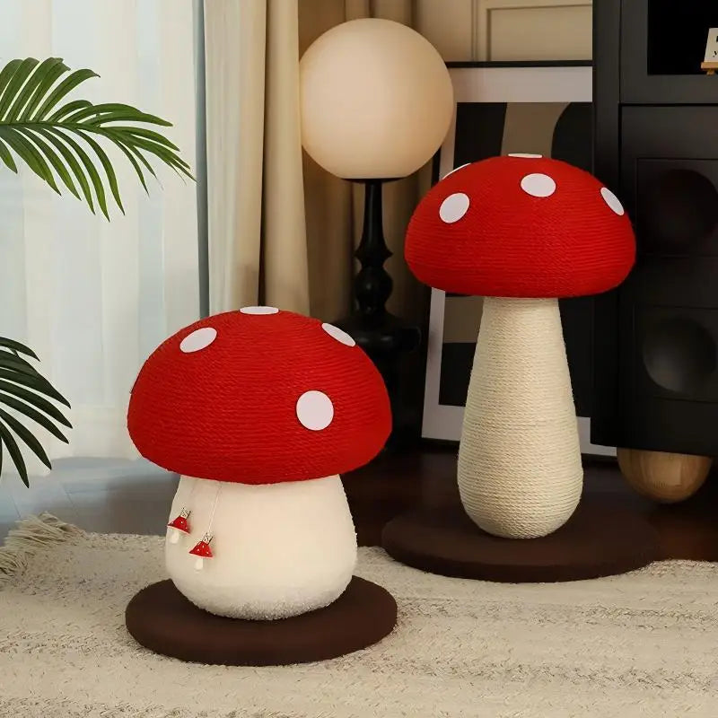 Full sisal red mushroom shaped cat scratch board