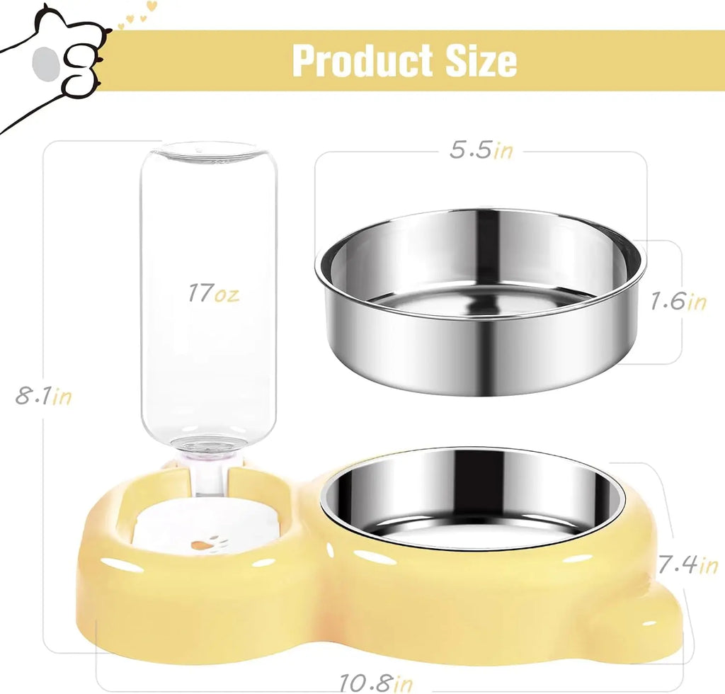 Two-in-One Cat & Dog Bowl 2L Plastic Steel Pet Food & Water Bowl, Suitable for Water/Food/Rice