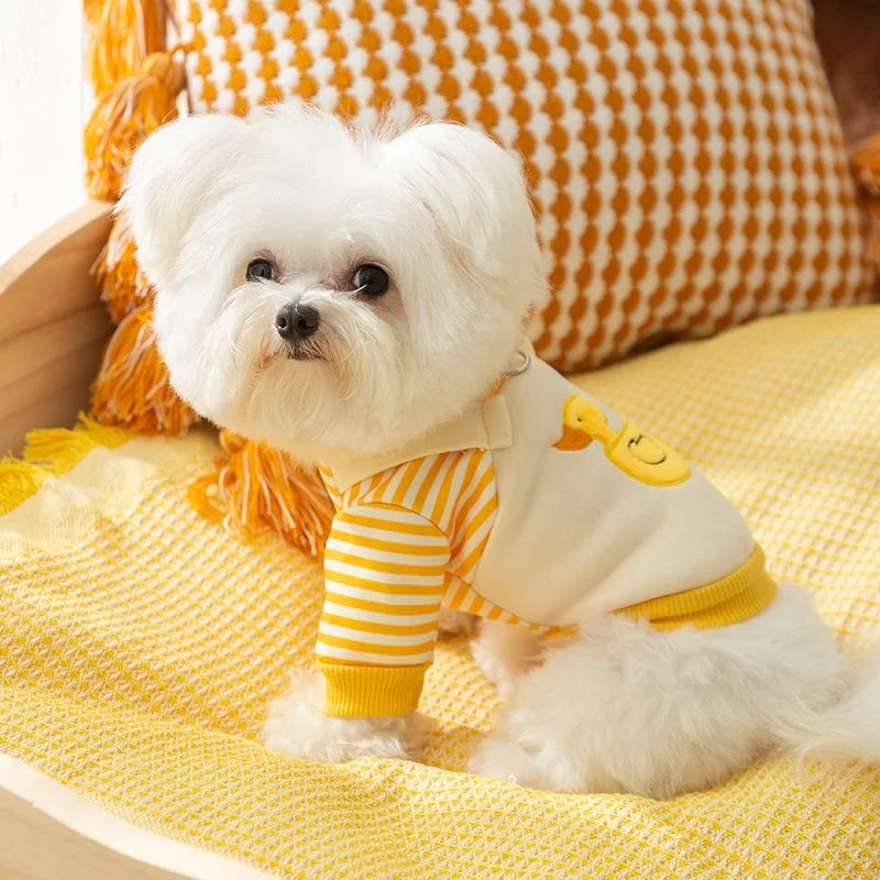 Cartoon Duck Striped Pet Hoodie Autumn/Winter Thin Edition Dog/Cat Clothes