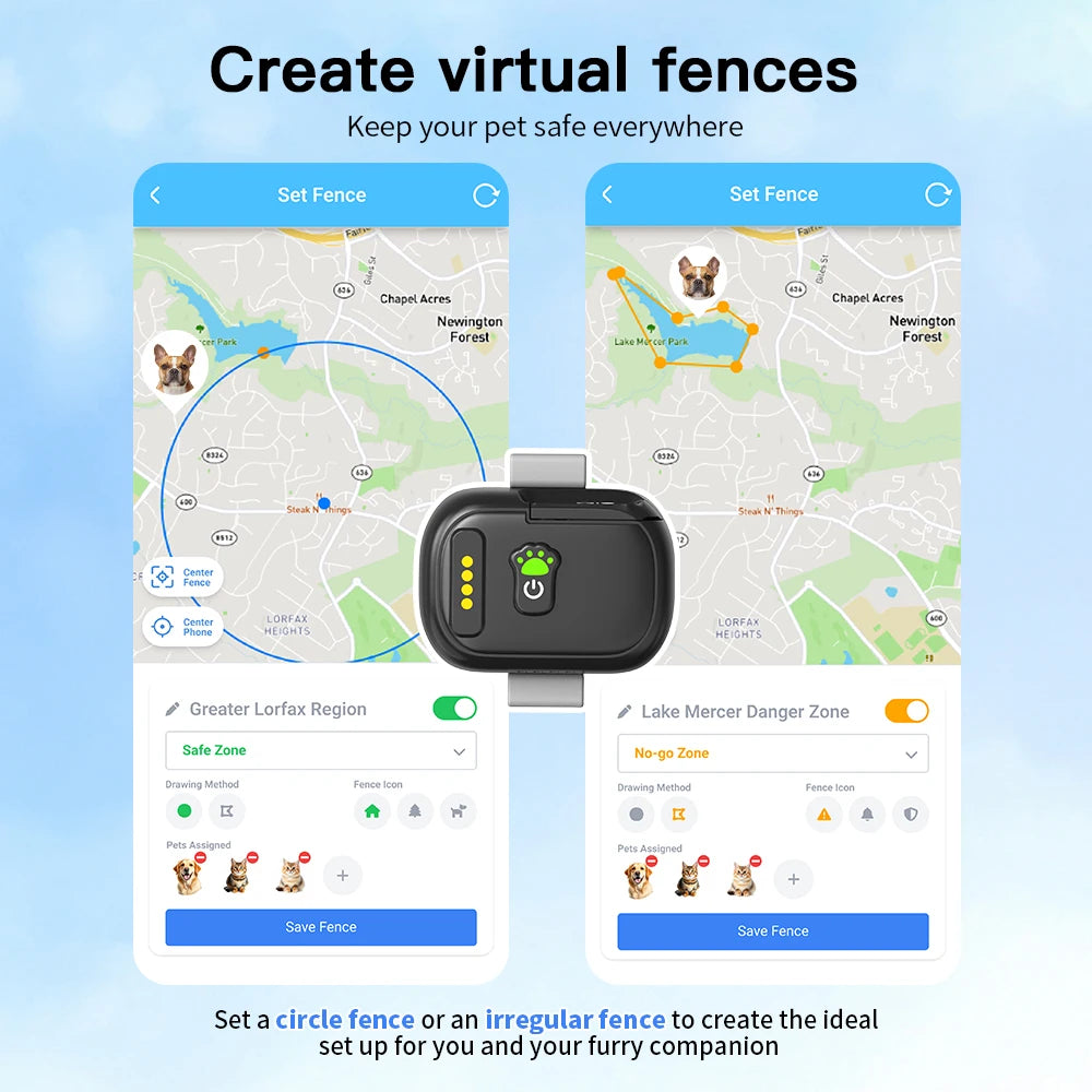Detachable Pet 4G GPS Smart Tracker Real Time Tracking Activity Monitoring IPX7 Waterproof Collar for Dog Cat Collar Harness