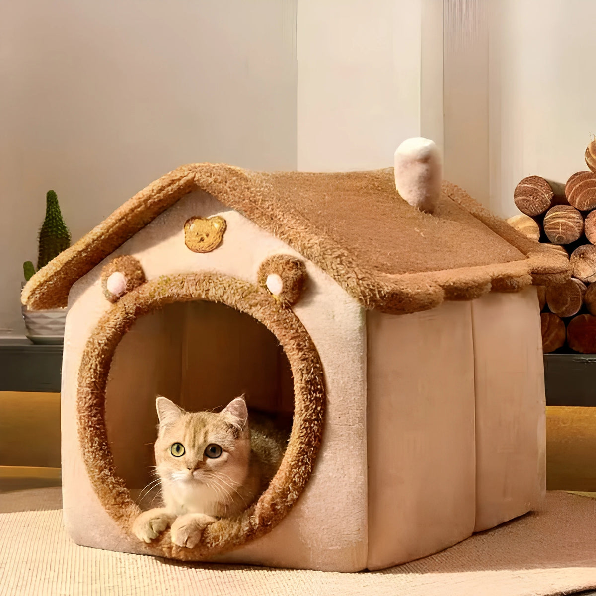 2-in-1 foldable modern solid pet house sofa cat hole bed, suitable for small/medium-sized cats and puppies, indoor warm dog house, washable, detachable