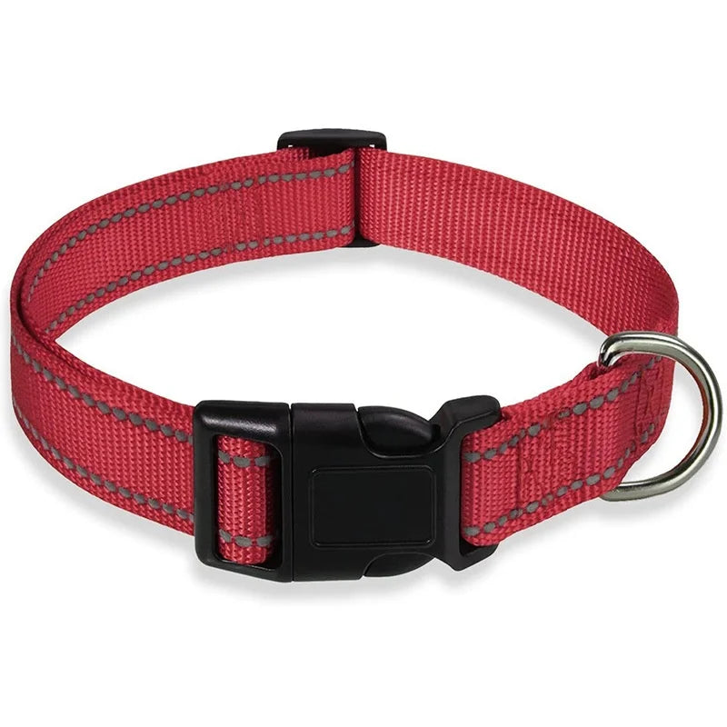 Reflective solid color dog collar