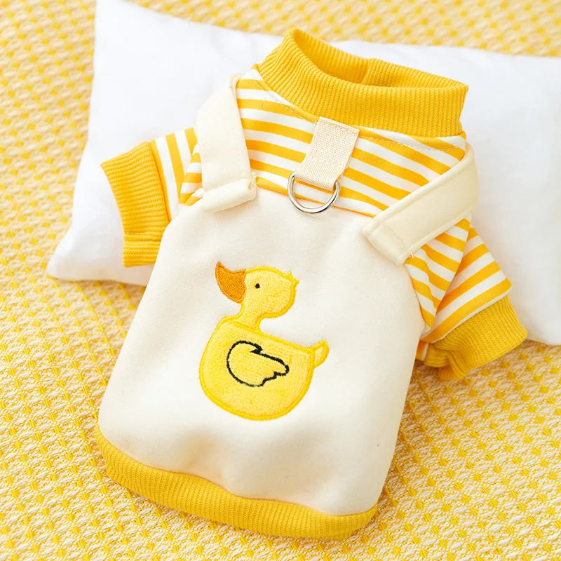 Cartoon Duck Striped Pet Hoodie Autumn/Winter Thin Edition Dog/Cat Clothes