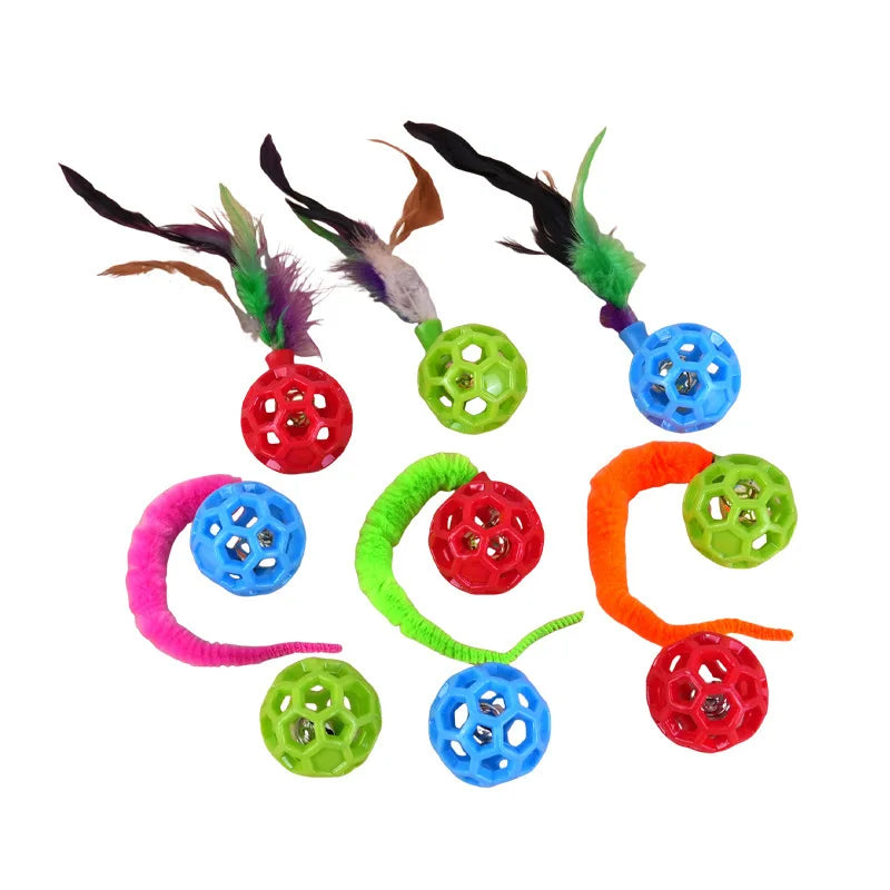 Plastic cartoon realistic caterpillar cat toy hollow ball bite resistant interactive bell chew toy
