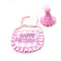 Pet birthday hat and bib set, happy themed drool towel