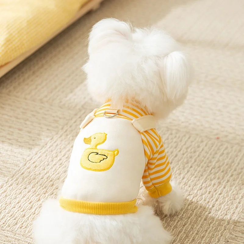 Cartoon Duck Striped Pet Hoodie Autumn/Winter Thin Edition Dog/Cat Clothes