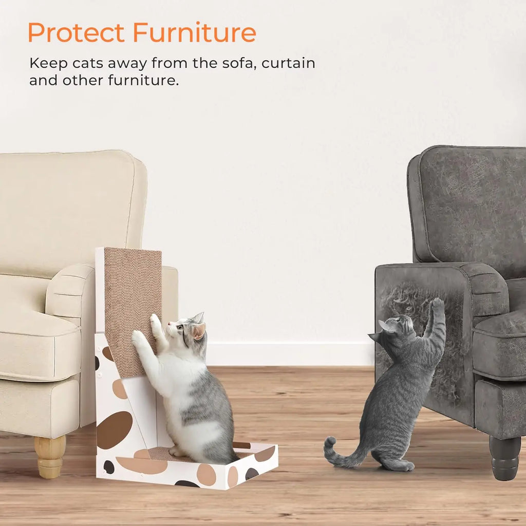 Vertical L-Shaped Cat Wall Scratcher Indoor Cat Tree for Scratching Comfortable and Fun Cat Furniture