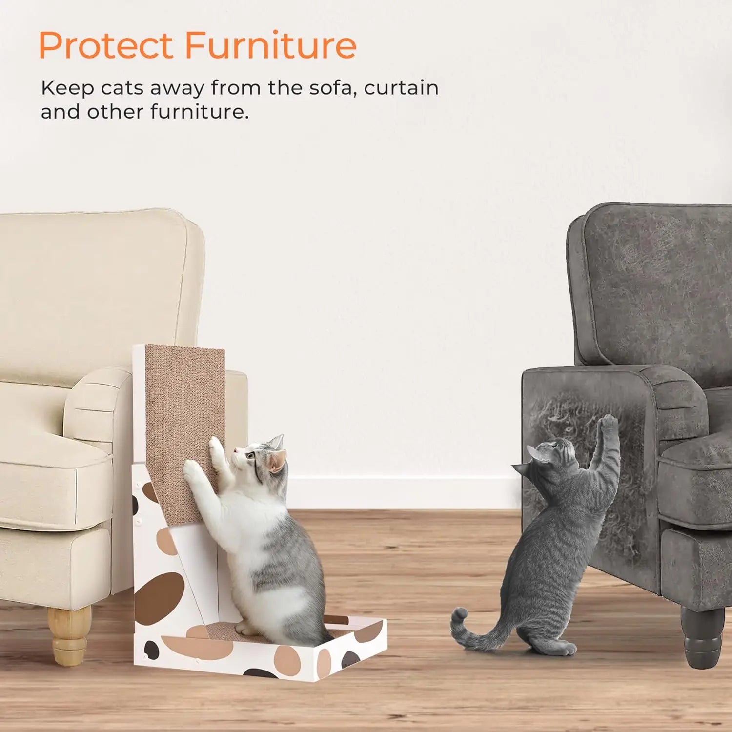 Vertical L-Shaped Cat Wall Scratcher Indoor Cat Tree for Scratching Comfortable and Fun Cat Furniture
