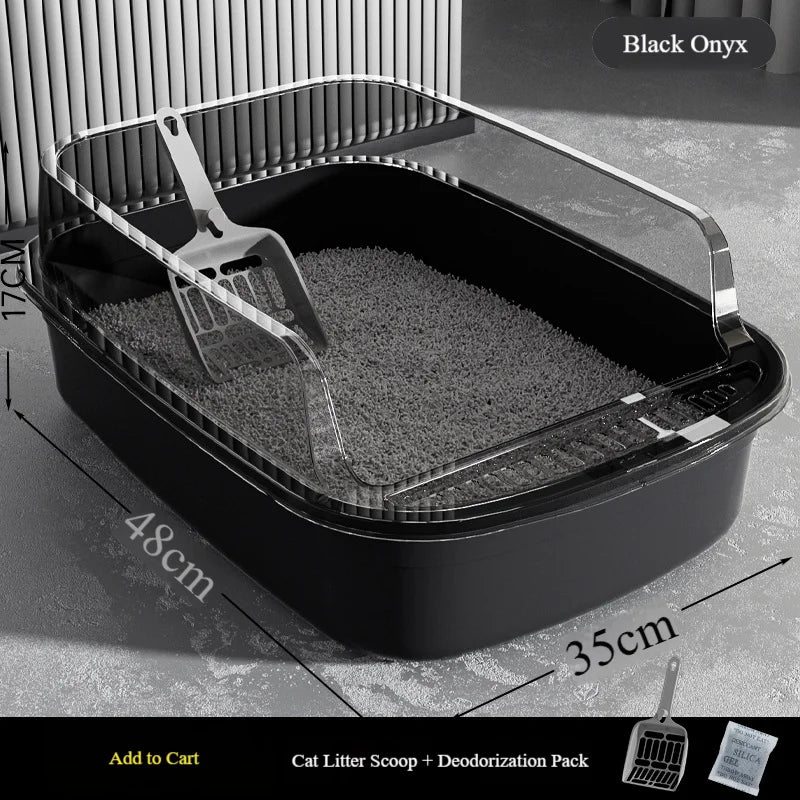 Extra-large semi-enclosed cat litter box, high sides to prevent splashing, thickened for odor prevention, suitable for large cats