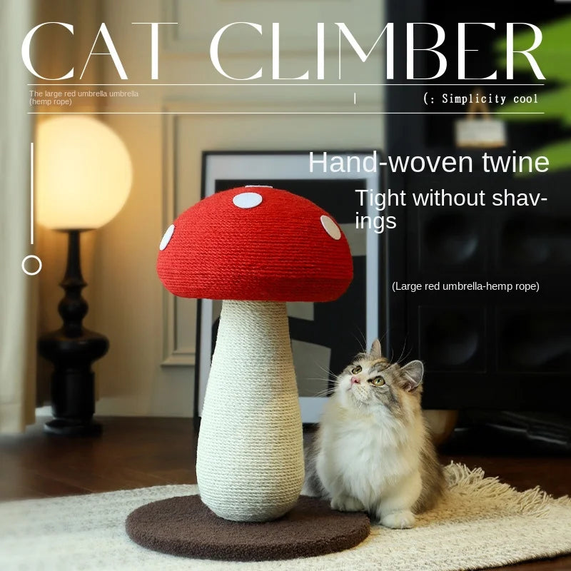 Full sisal red mushroom shaped cat scratch board