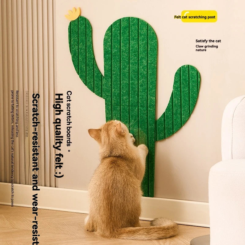 Self adhesive felt cat scratch board wall stickers with various cartoon shapes, durable cat furniture protection stickers