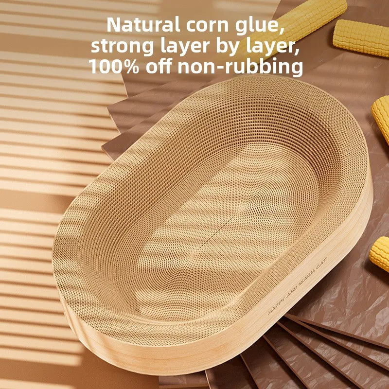 Oval classic integrated cat scratch board nest, durable and wear-resistant, oversized for indoor use