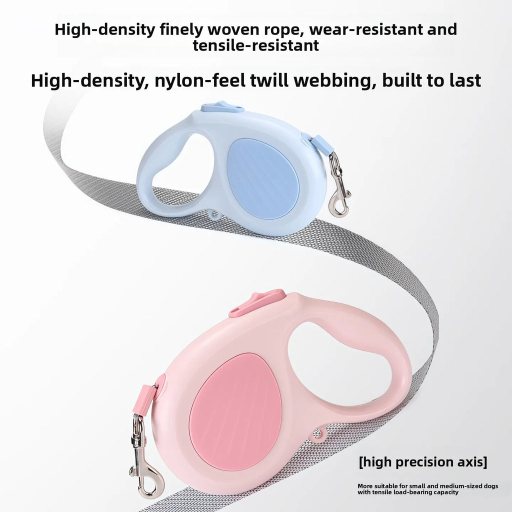 Durable ABS retractable dog leash, one click locking design, retractable traction rope