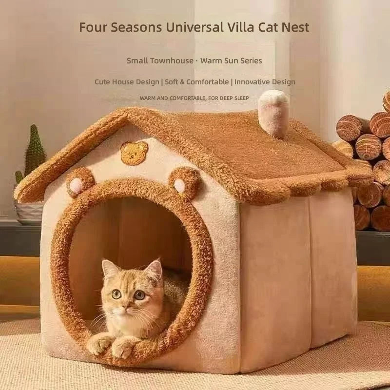 2-in-1 foldable modern solid pet house sofa cat hole bed, suitable for small/medium-sized cats and puppies, indoor warm dog house, washable, detachable