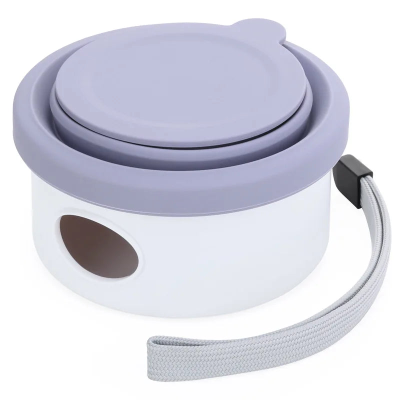 Portable pet outdoor travel cup with food storage, feeder, garbage bag and folding bowl, dog supplies