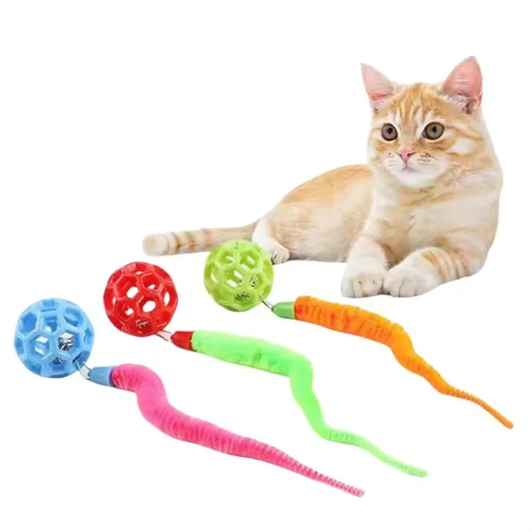 Plastic cartoon realistic caterpillar cat toy hollow ball bite resistant interactive bell chew toy
